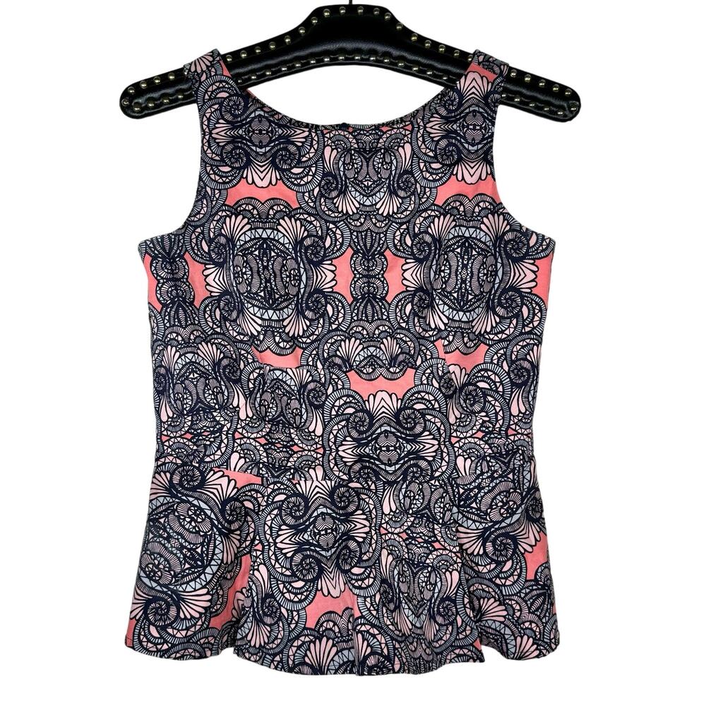 Amanda Uprichard Printed Sleeveless Peplum Top Small NWOT